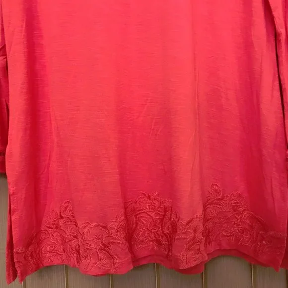 RAFAELLA 3/4 Sleeve Embroidered Knit Top Small - Honeysuckle - New With Tags - Picture 4 of 5